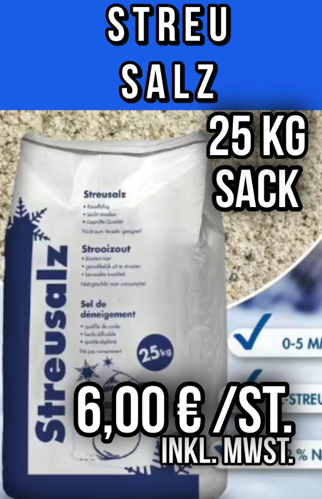 Streusalz 25 KG Sack / Auftausalz Salz