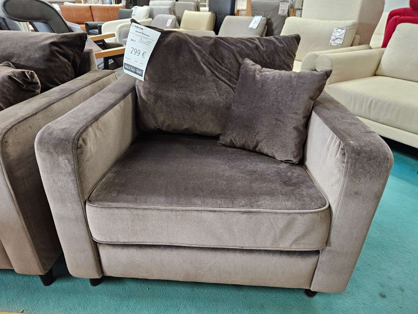 Sessel Renesse Samtvelourstoff Taupe statt 499€