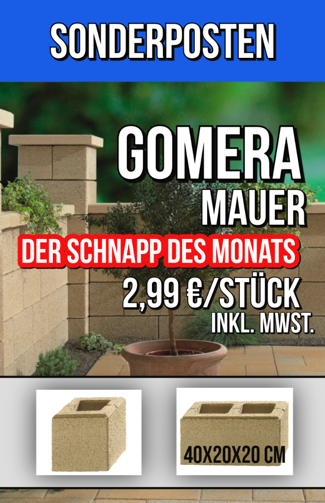 Gomera Mauersteine Saharabeige 40x20x20 cm (Restposten)