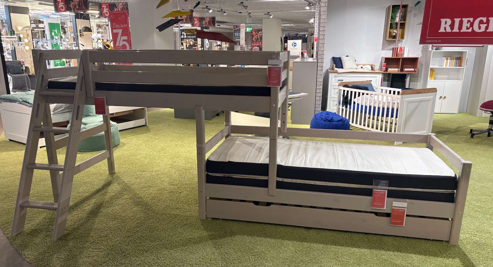 JW Etagenbett mit Ausziehbett Grey Washed ⚡️Sparpreis⚡️