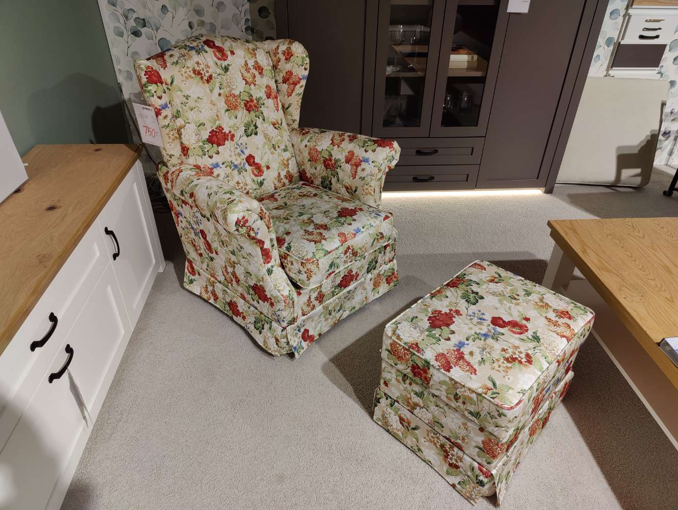 Ohrensessel – Landhaussessel – inkl. Hocker