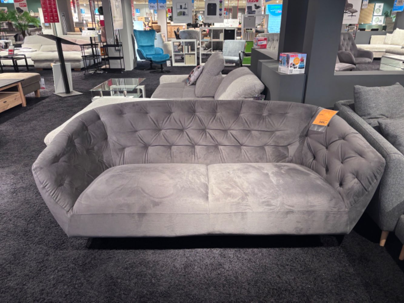 Möbel, Sofa, Samt dunkelgrau, XXXLutz