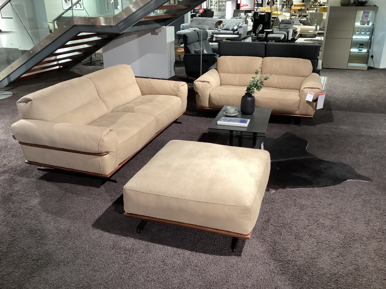 Garnitur „Como“, Orig. Incanto, Ital. Design,Kopfteilverst. Leder