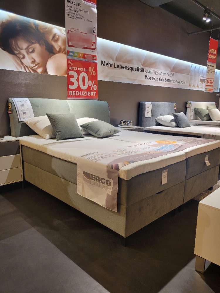 Boxbett „Lund“ LF 180x200cm inkl. Bettkästen und Topper