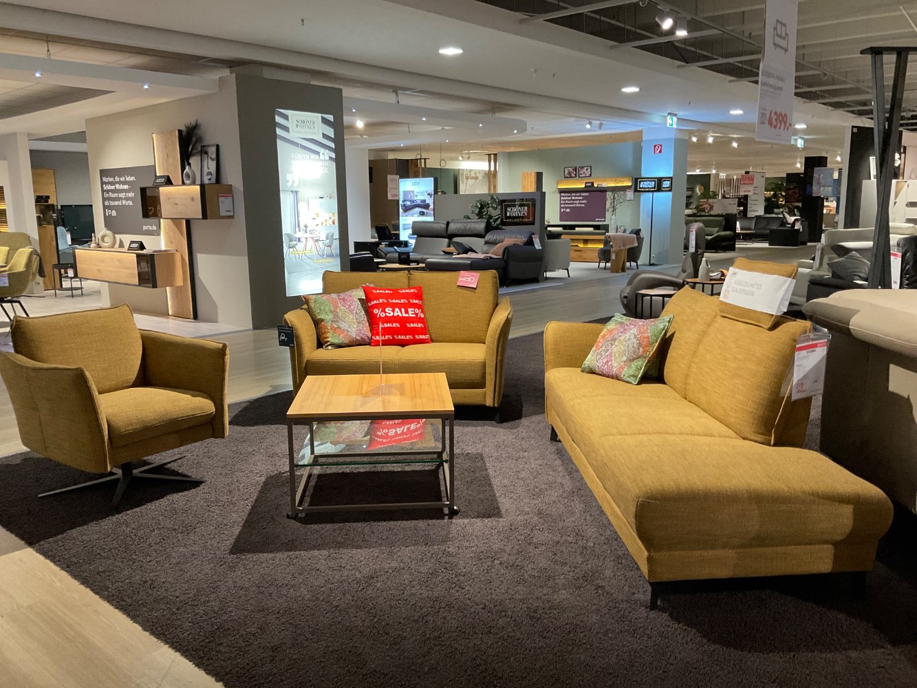 Garnitur Piatto in Stoffbezug currygelb