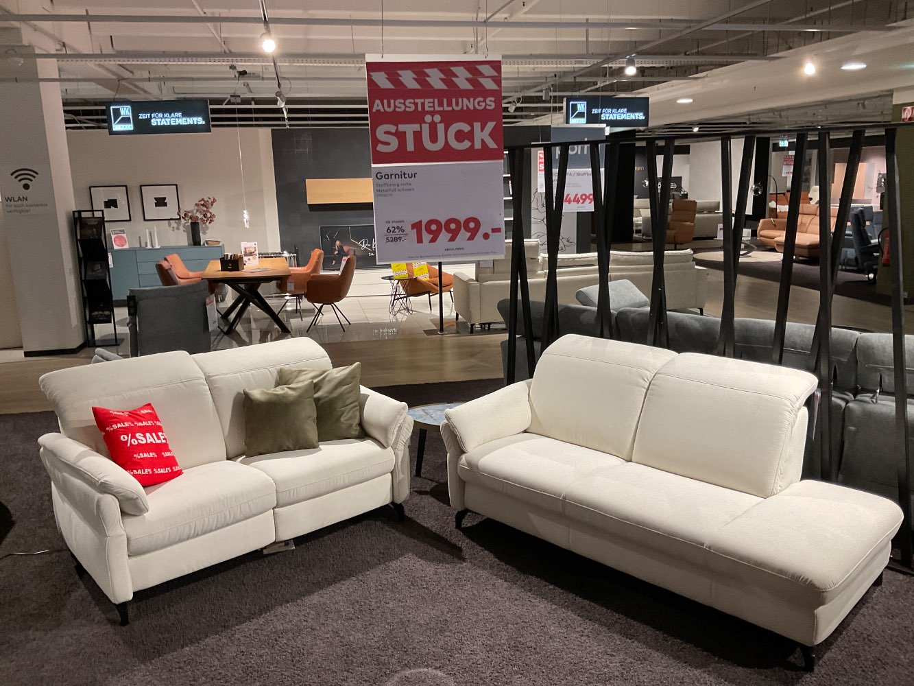 Garnitur Sardena  in Stoffbezug creme