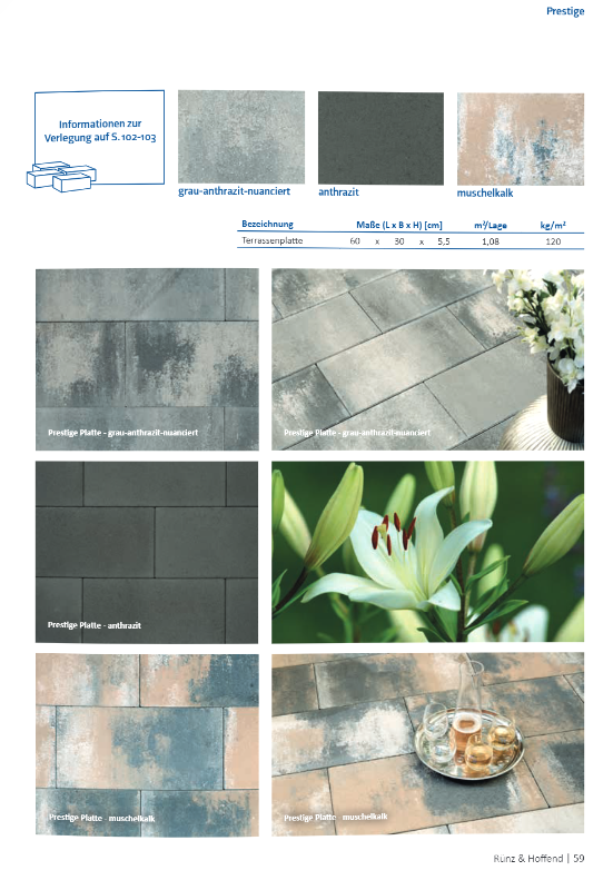 Prestige Line Platten 60x30x5 cm  (1.Wahl )