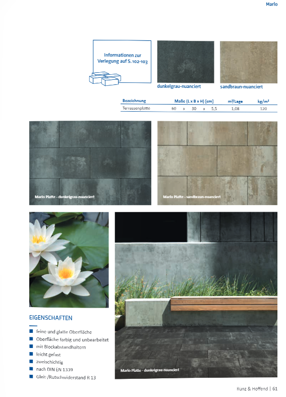 Marlo Platten 60x30x5 cm  (1.Wahl )