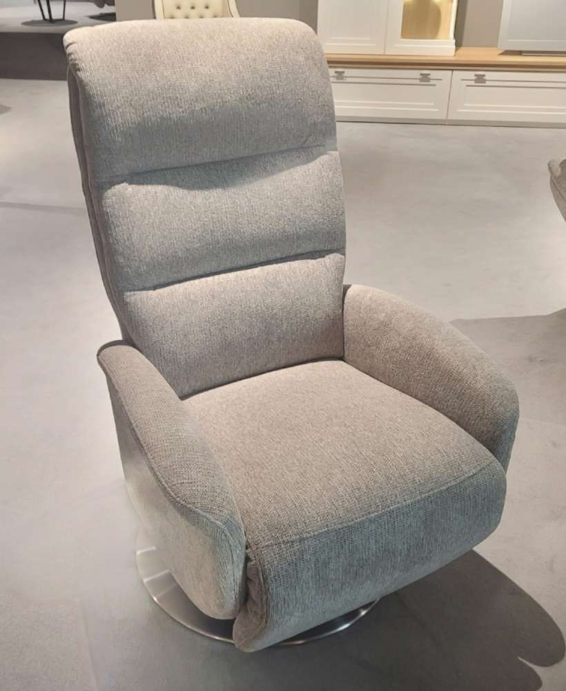 Relaxsessel hellgrau, Drehteller Edelstahl BHT ca 75x112x80cm