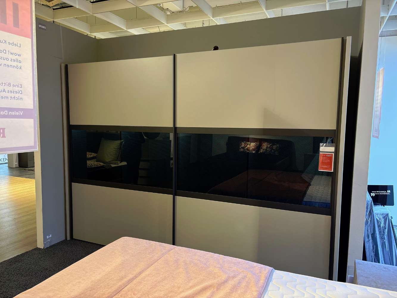 Schwebetürenschrank Kieselgrau Dekor/Graphit Dekor⚡️Sparpreis⚡️