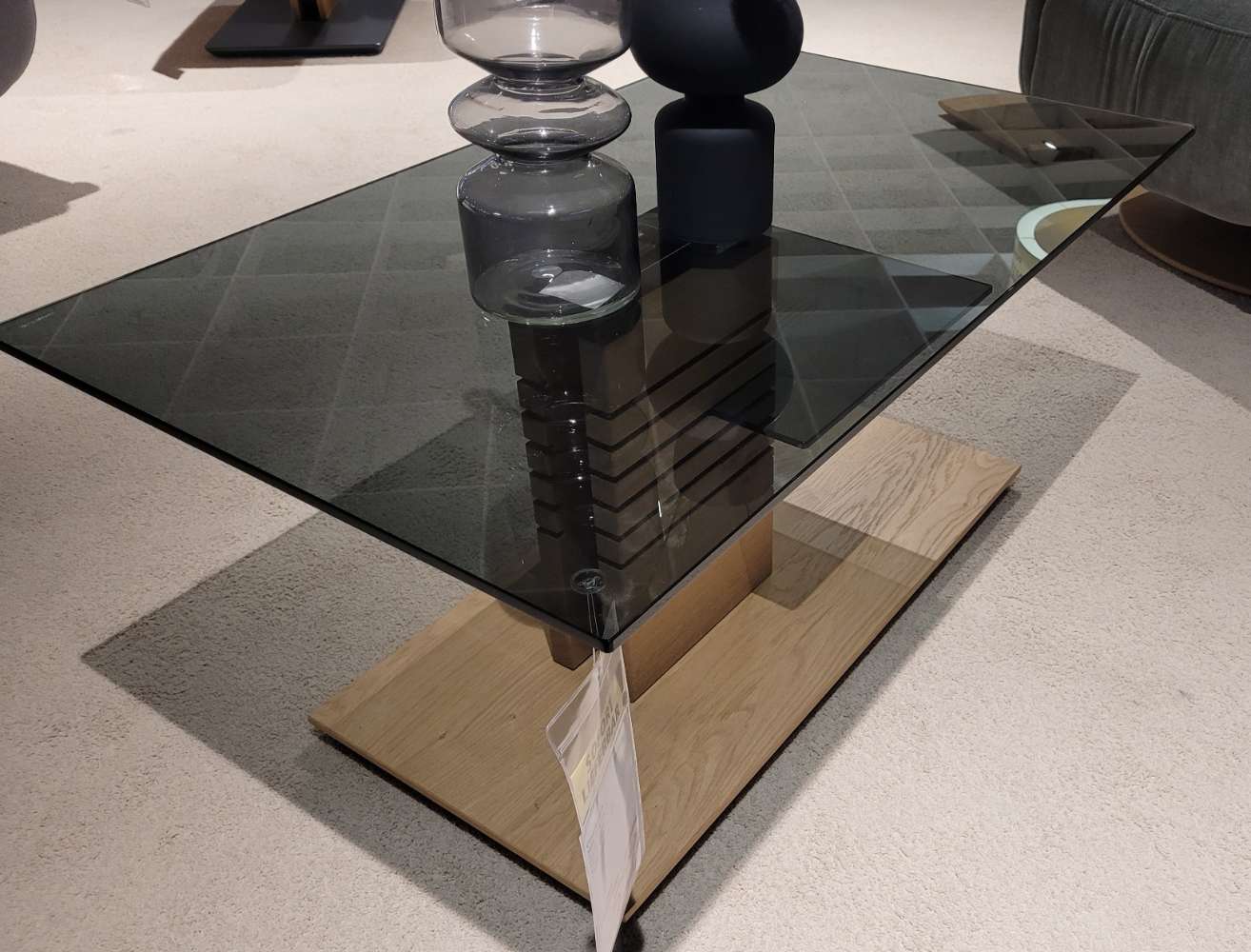 Couchtisch Wildeiche bianco, Lift-Mechanik ,auf Rollen