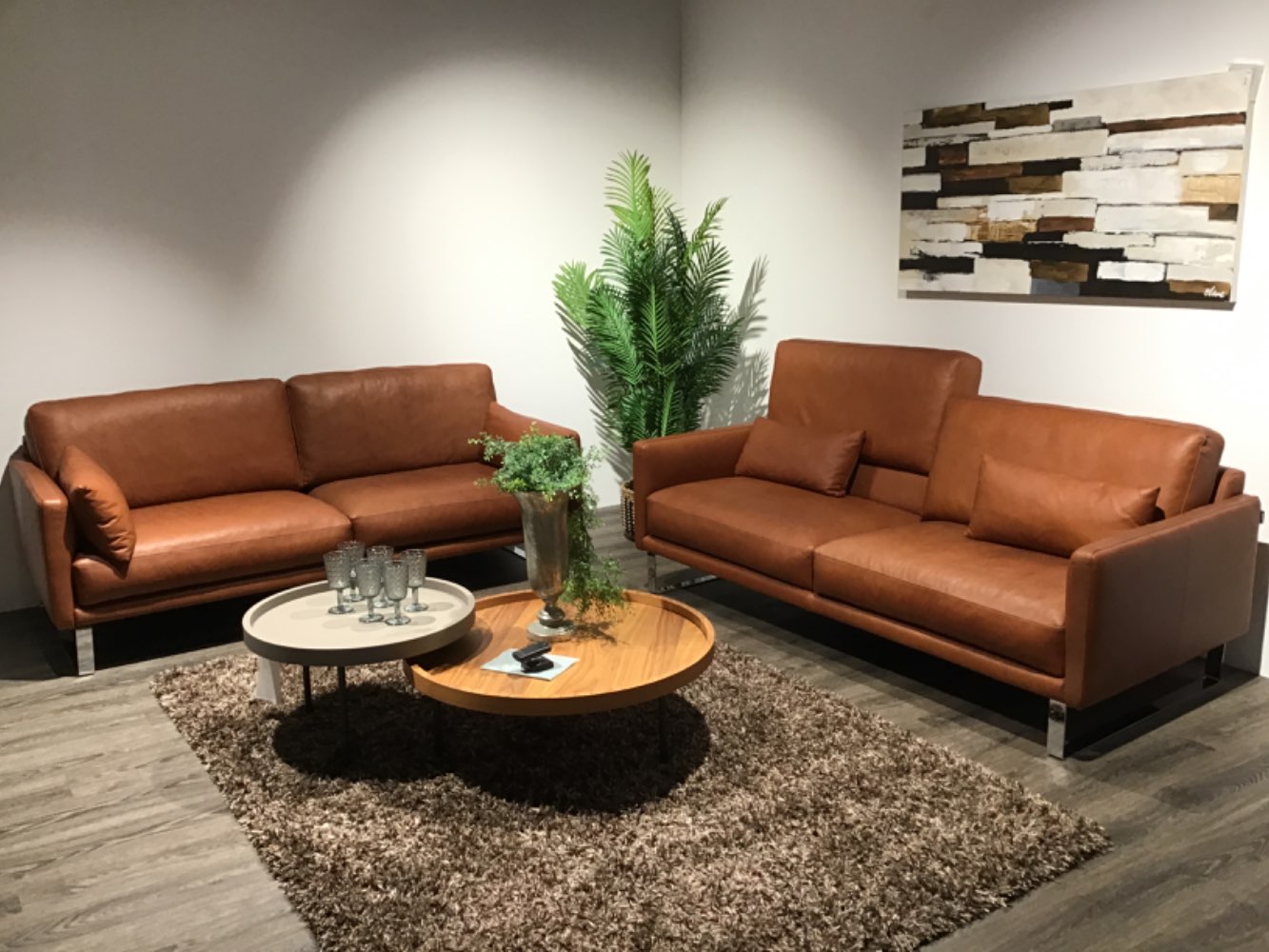 ConturCuneo Polstergruppe zwei Sofa 2sitzig, Leder braun