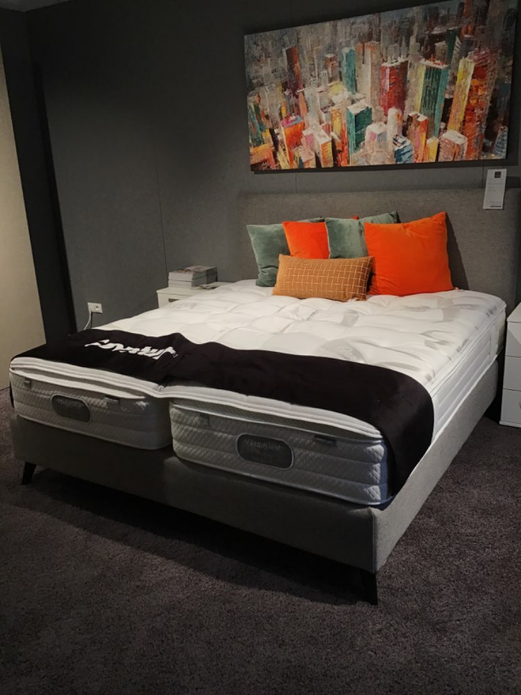 Boxspringbett Navelli 1 – 180 x 200 cm, Stoff, grau, Polsterbett