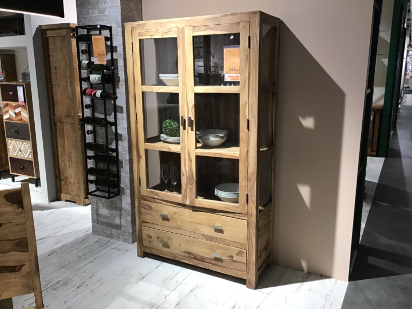 XXXLutz Ausstellungsstück Möbel Vitrine Inka II Shisham massiv na