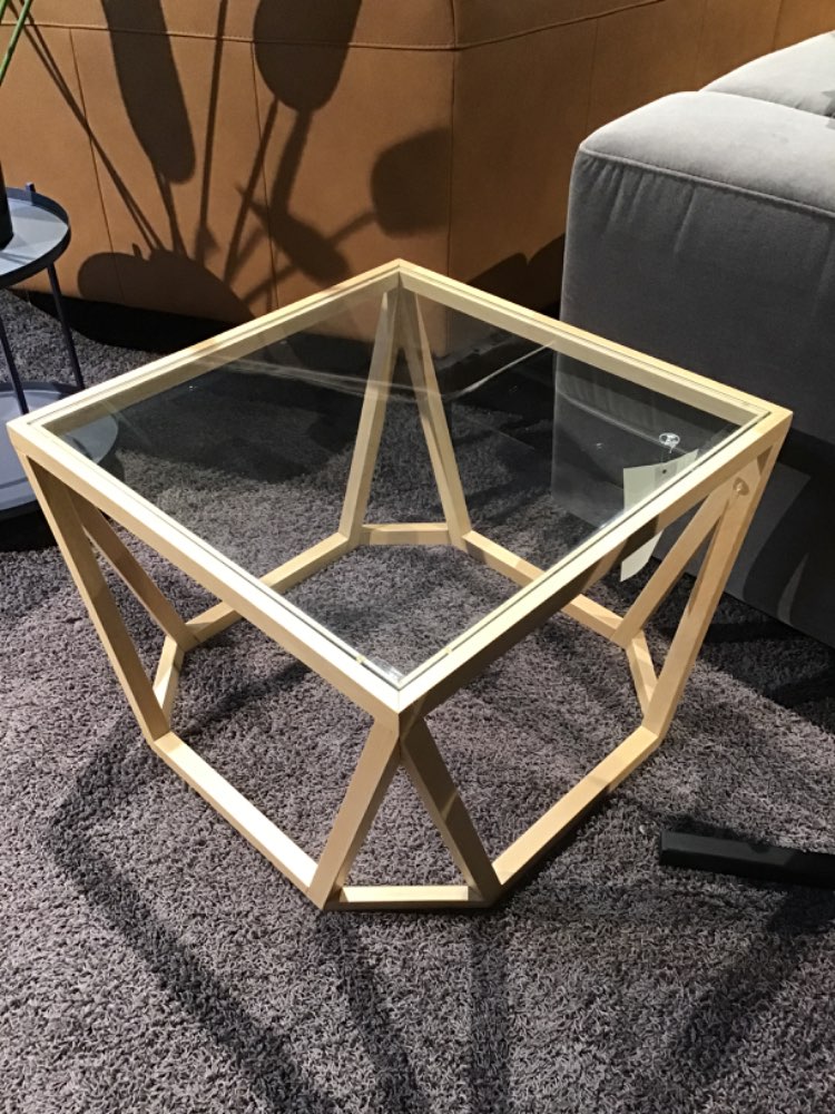 Beistelltisch/Ecktisch, Glasplatte, Eiche geseift