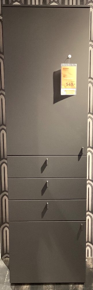 Möbel, Schrank Venjakob, 60x208x43, schiefergrau matt