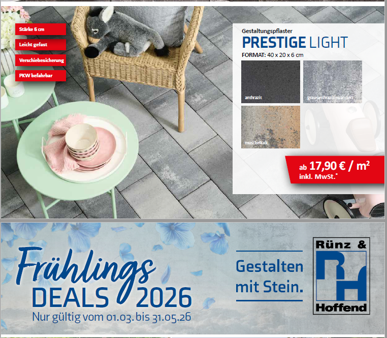 Prestige Light Pflaster 40x20x6cm versch. Farben (1.Wahl)