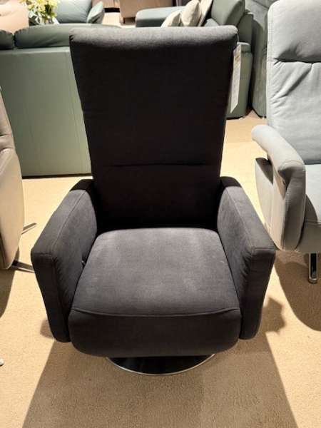 Drehsessel dunkelgrau, Drehteller Edelstahl, manuell