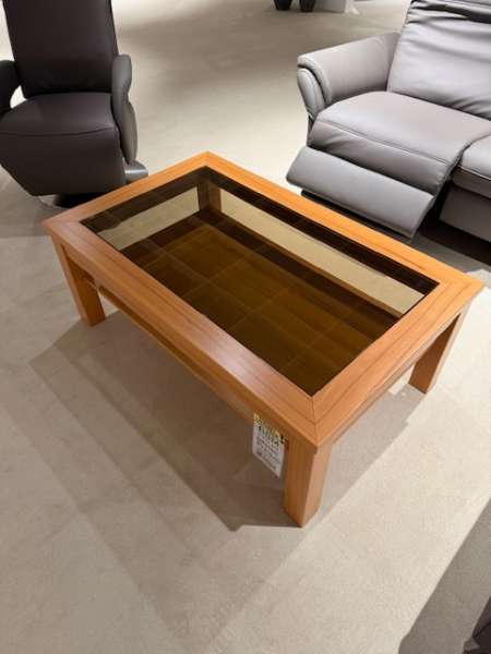 Couchtisch Kernbuche massiv, Parsolglas, Ablage ,ca 118x45x73cm