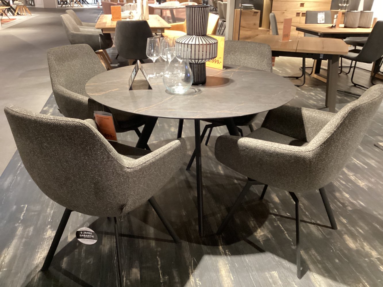 Möbel, Essgruppe Round Schöner Wohnen, 120x120x75, Graubr./Anthr.