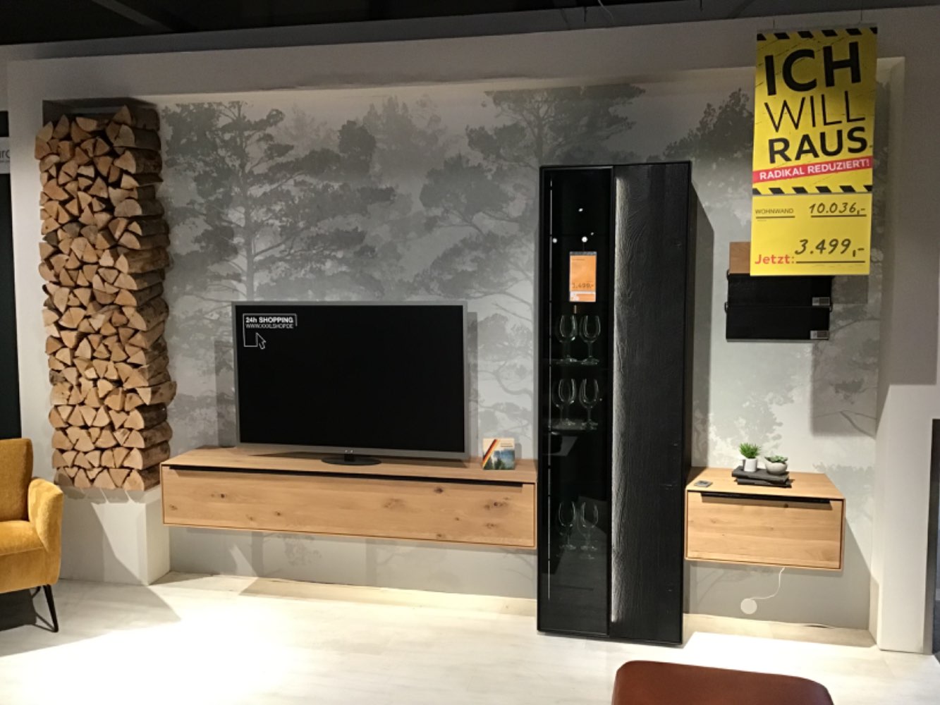 XXXLutz Ausstellungsstück Möbel Wohnwand Dalia Eiche schwarz