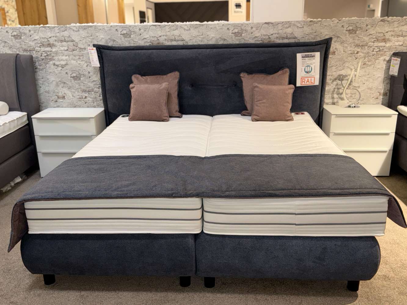 Boxspringbett m. 1000-TFK Matratzen H3/H4 und TFK Unterbau,