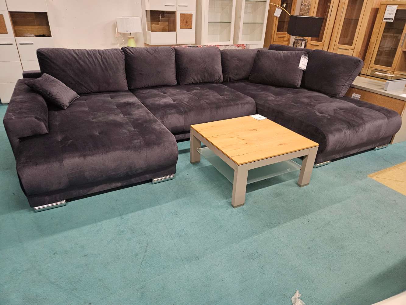 Wohnlandschaft Sofa Couch Lemie Velour Anthrazit statt 2329€
