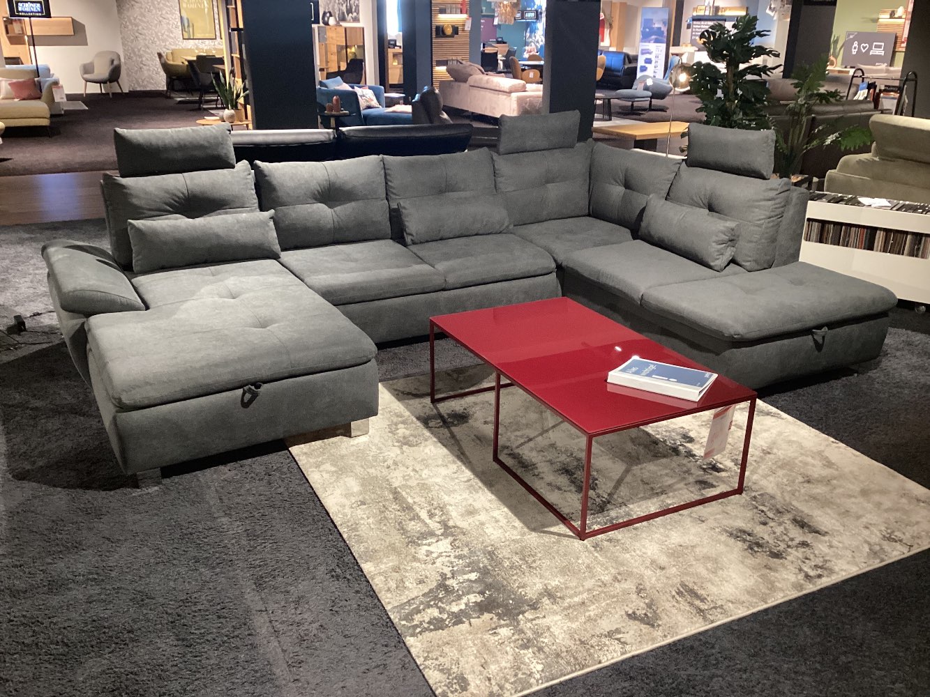 Garnitur „Madeira“, Schlafsofa, Stauraum, AL-Verstellung,3xKopfst