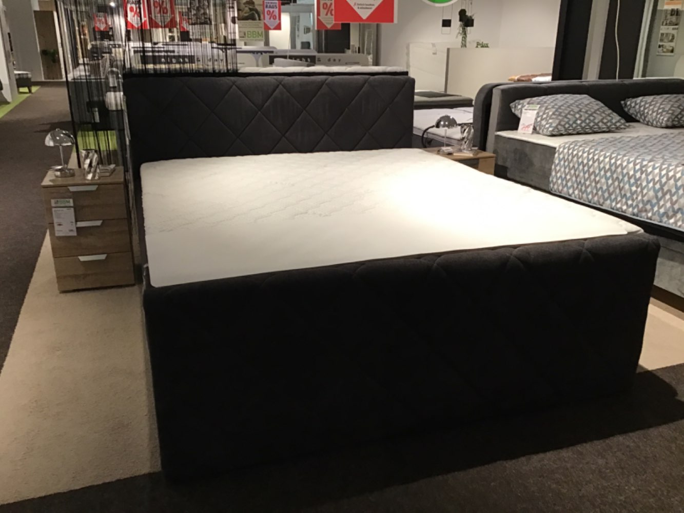 Boxspringbett Bezug anthrazit,Liegefläche 180x200cm