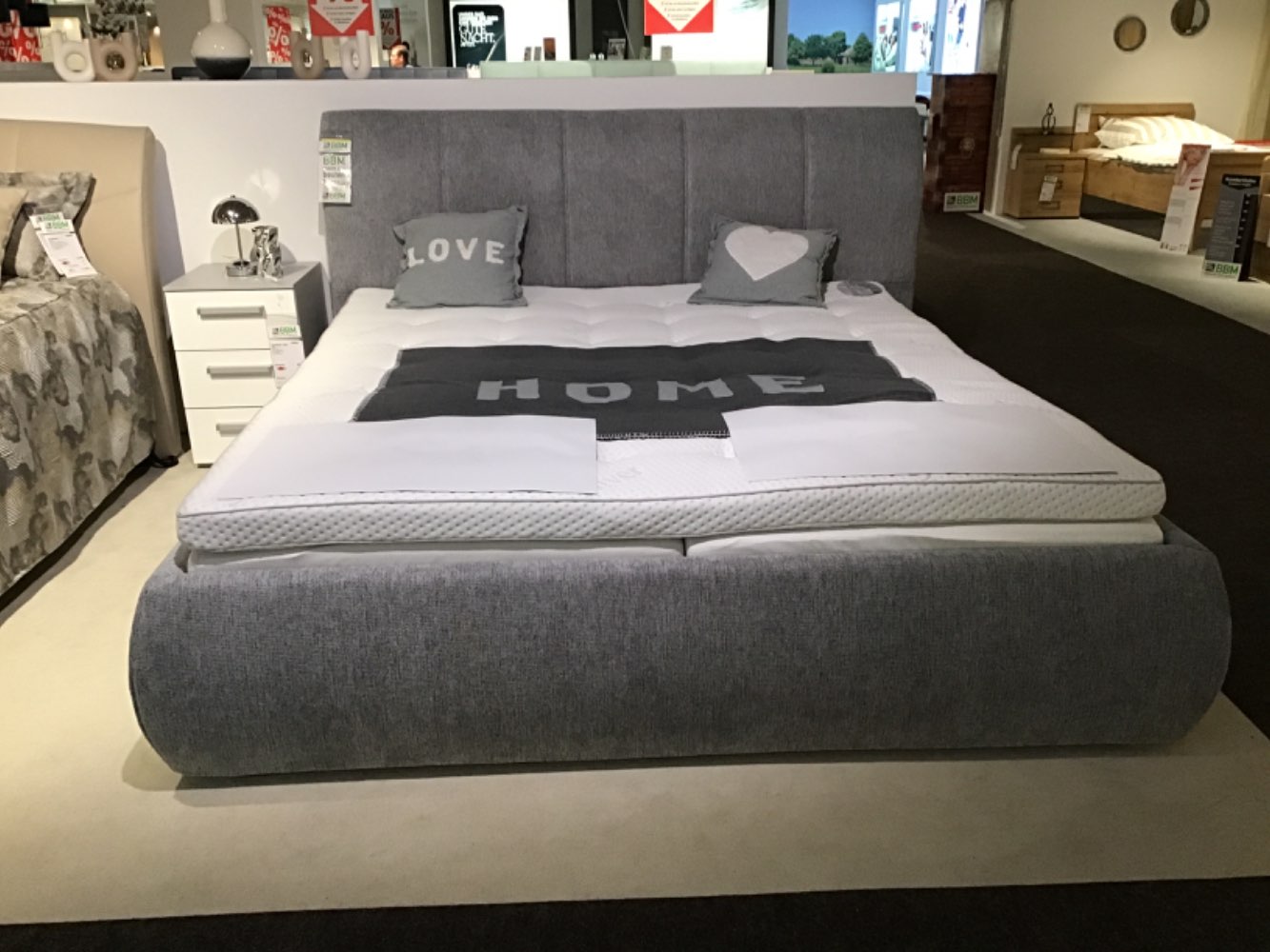 Polsterbettgestell Bezug grau,Liegefläche 180x200cm