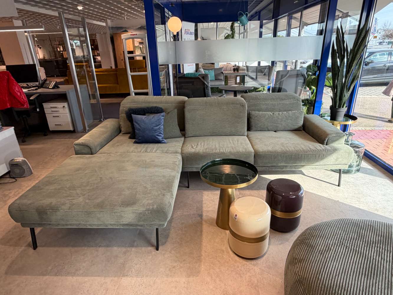 Polstergarnitur Musterring Feincord oliv, ca. 193×288 cm