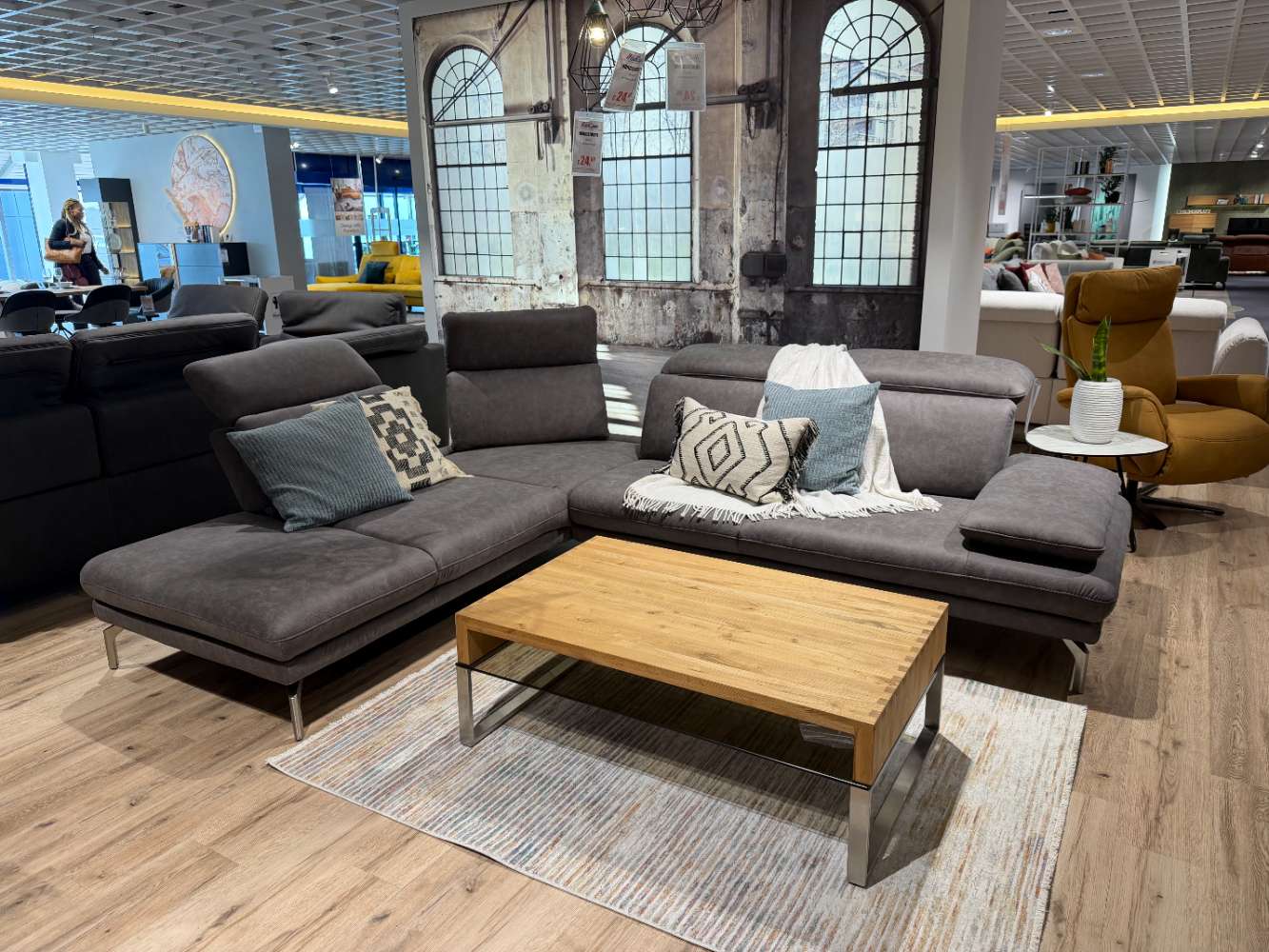 Polstergarnitur anthrazit L-förmig, ca. 249×306 cm