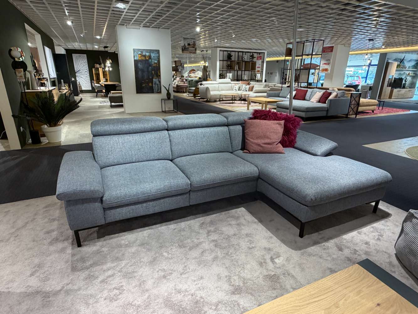 Polstergarnitur denim mit Longchair,  ca. 275×165 cm