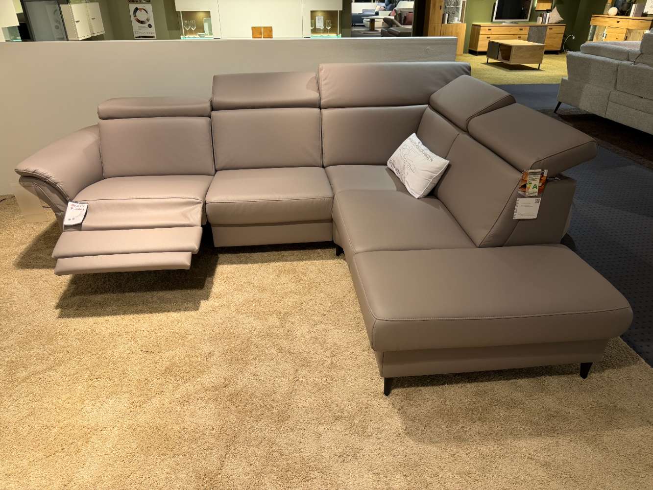 Polstergarnitur Echtleder braun L-förmig, ca. 257×209 cm