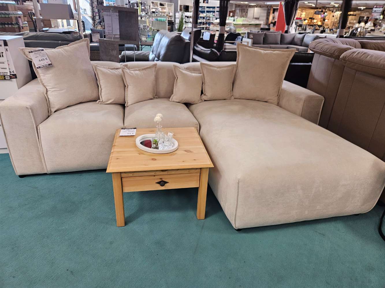 Ecksofa Couch Leni Beige Velour statt 749€