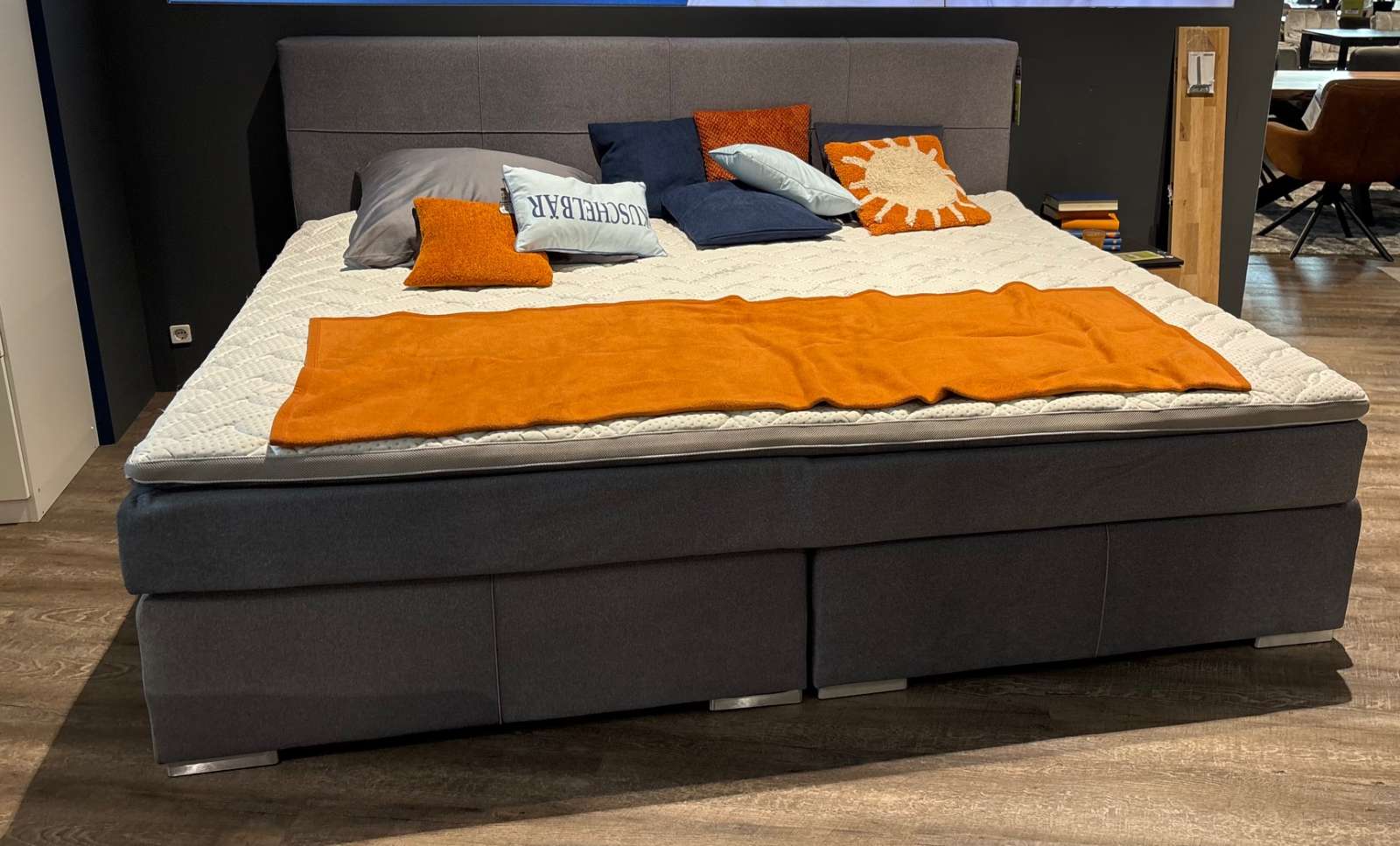 JW Familien-Boxspringbett grau ca. 240×200 cm⚡️Sparpreis⚡️