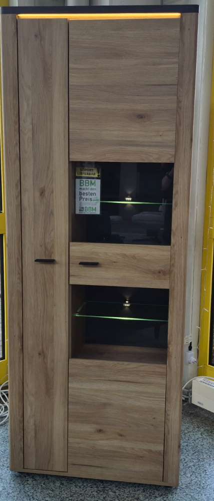 Vitrine mit Beleuchtung BHT ca 80x204x38cm