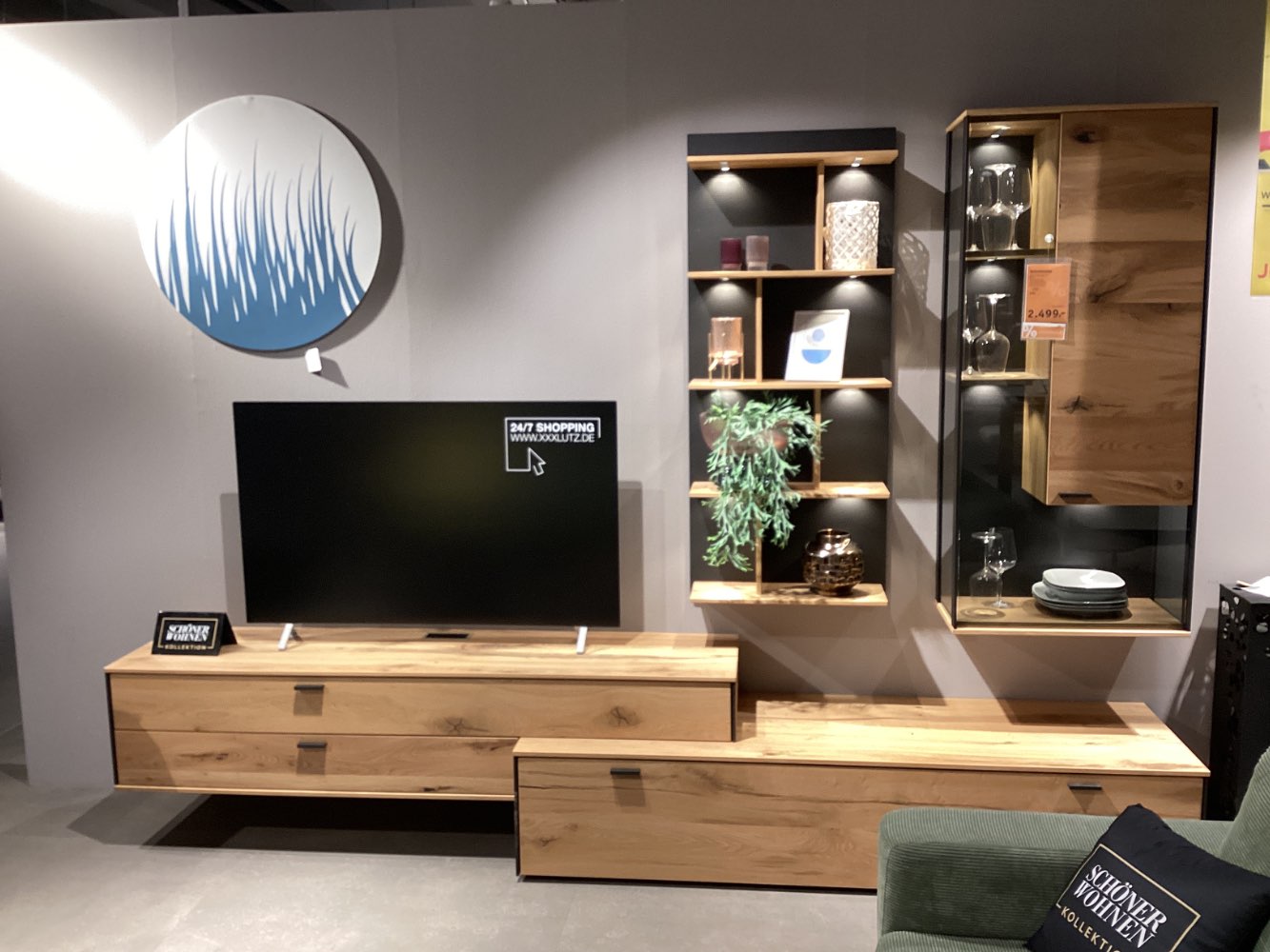 Möbel, Wohnwand Andra, Schöner Wohnen, ca. 303x207x53cm, Eiche