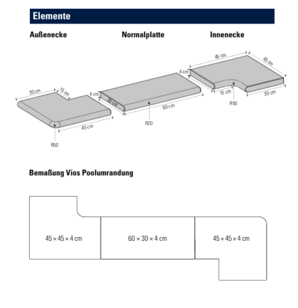 Vios  Poolumrandung beige feingestrahlt (Restposten)
