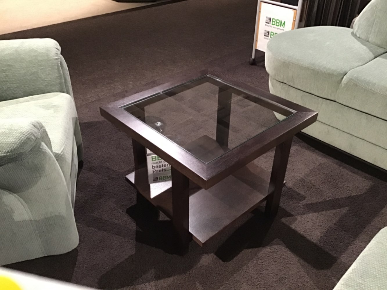 Beistelltisch mit Glasplatte Eiche wenge,Maß 49x48x49cm