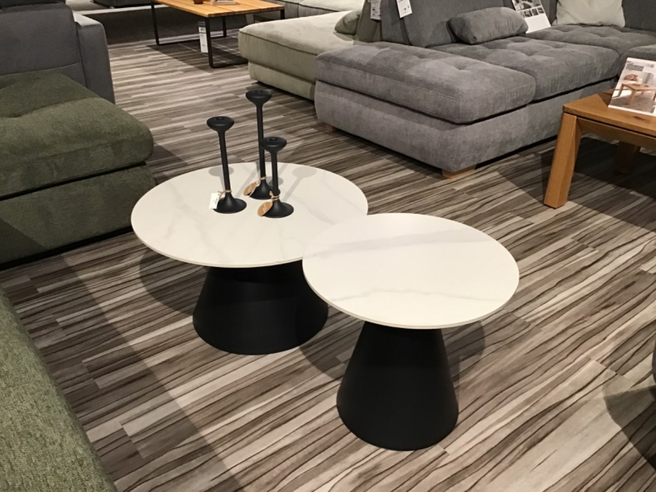 Couchtisch Set Platte Marmoroptik DM 70cm,DM 50cm