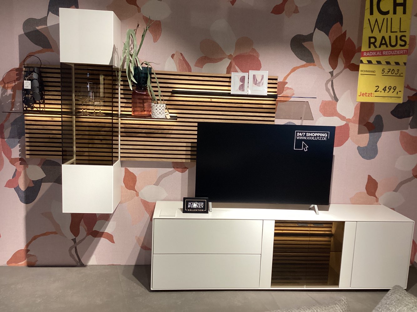 Möbel, Wohnwand Yonna, Schöner Wohnen, ca. 334x215x49cm, Eiche