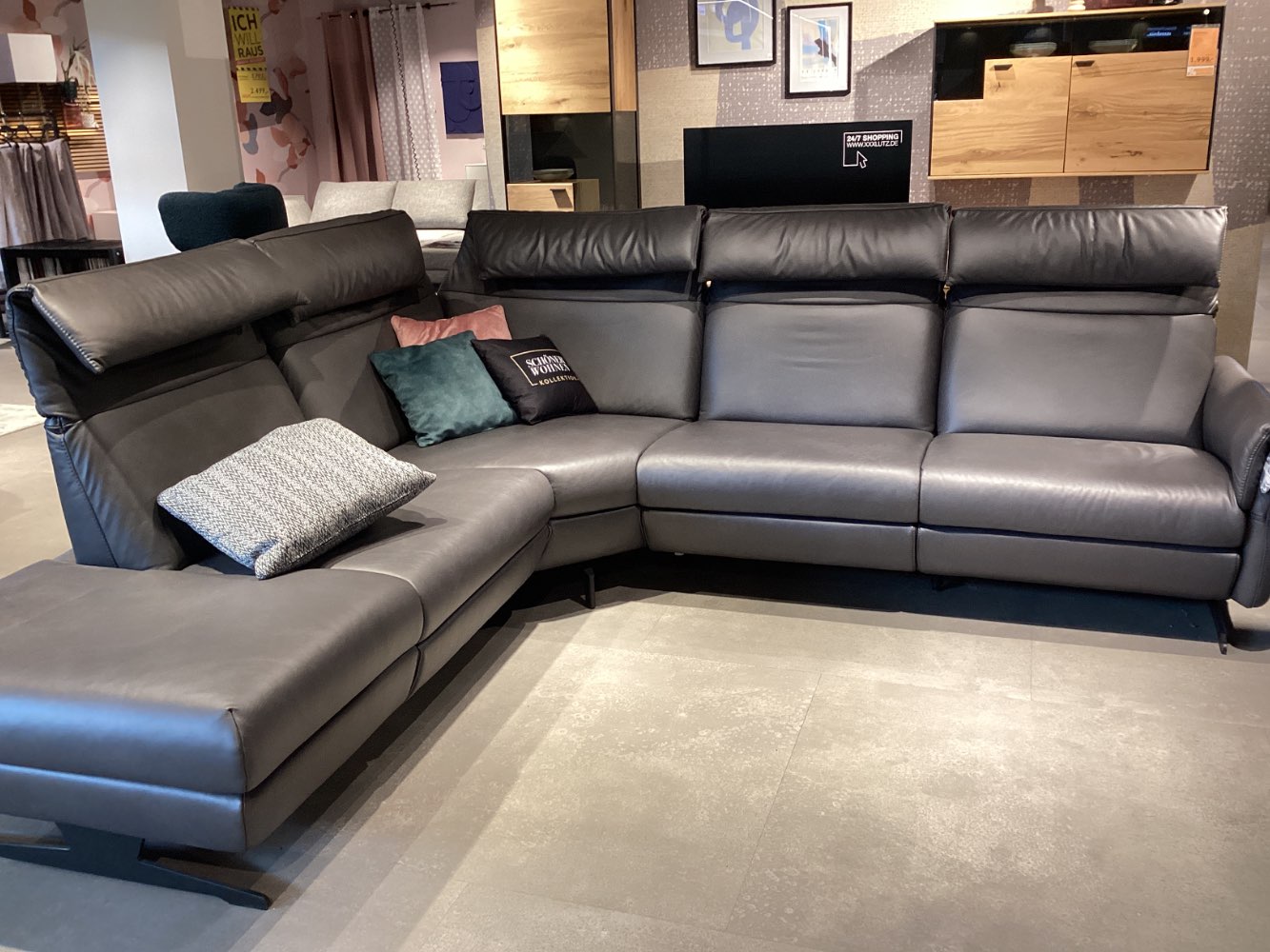 Möbel, Ecksofa Salerno, Schöner Wohnen, ca. 258x286cm, Echtleder