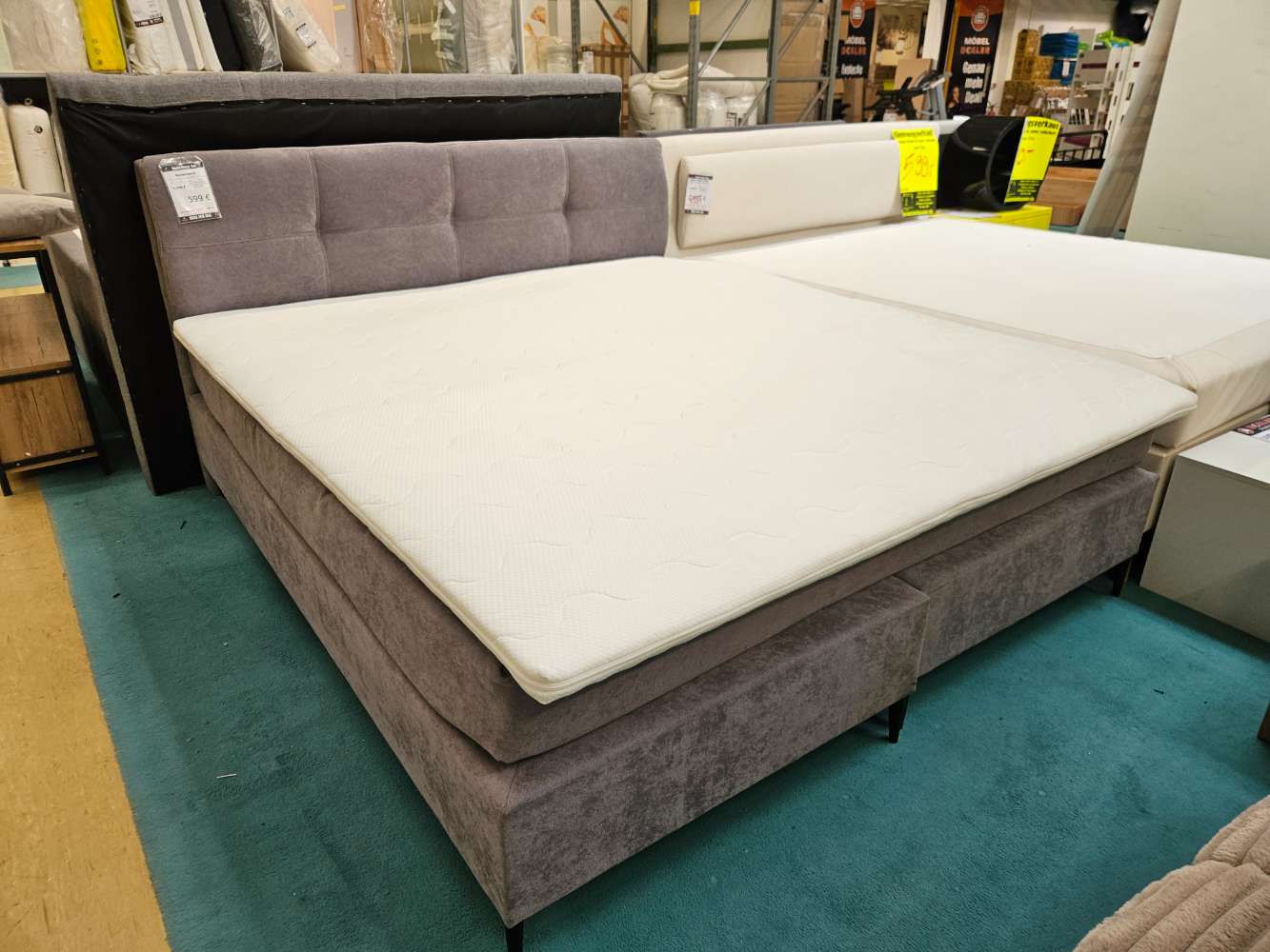 Boxspringbett Webstoff Grau statt 1299€