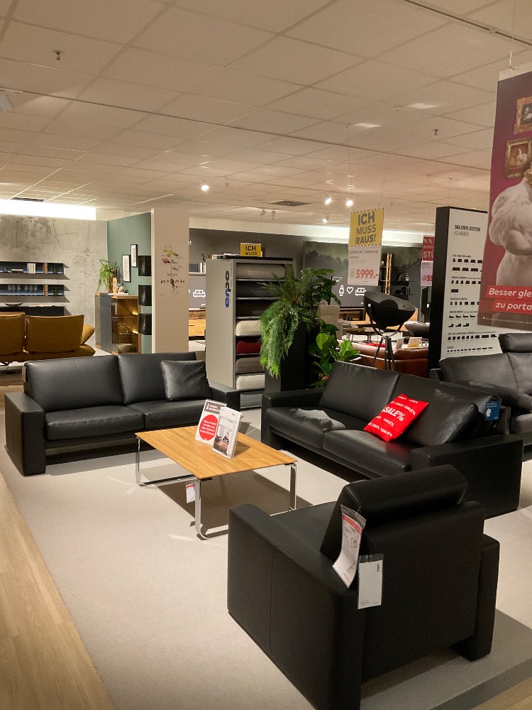 hochwertige Erpo Leder- Garnitur schwarz