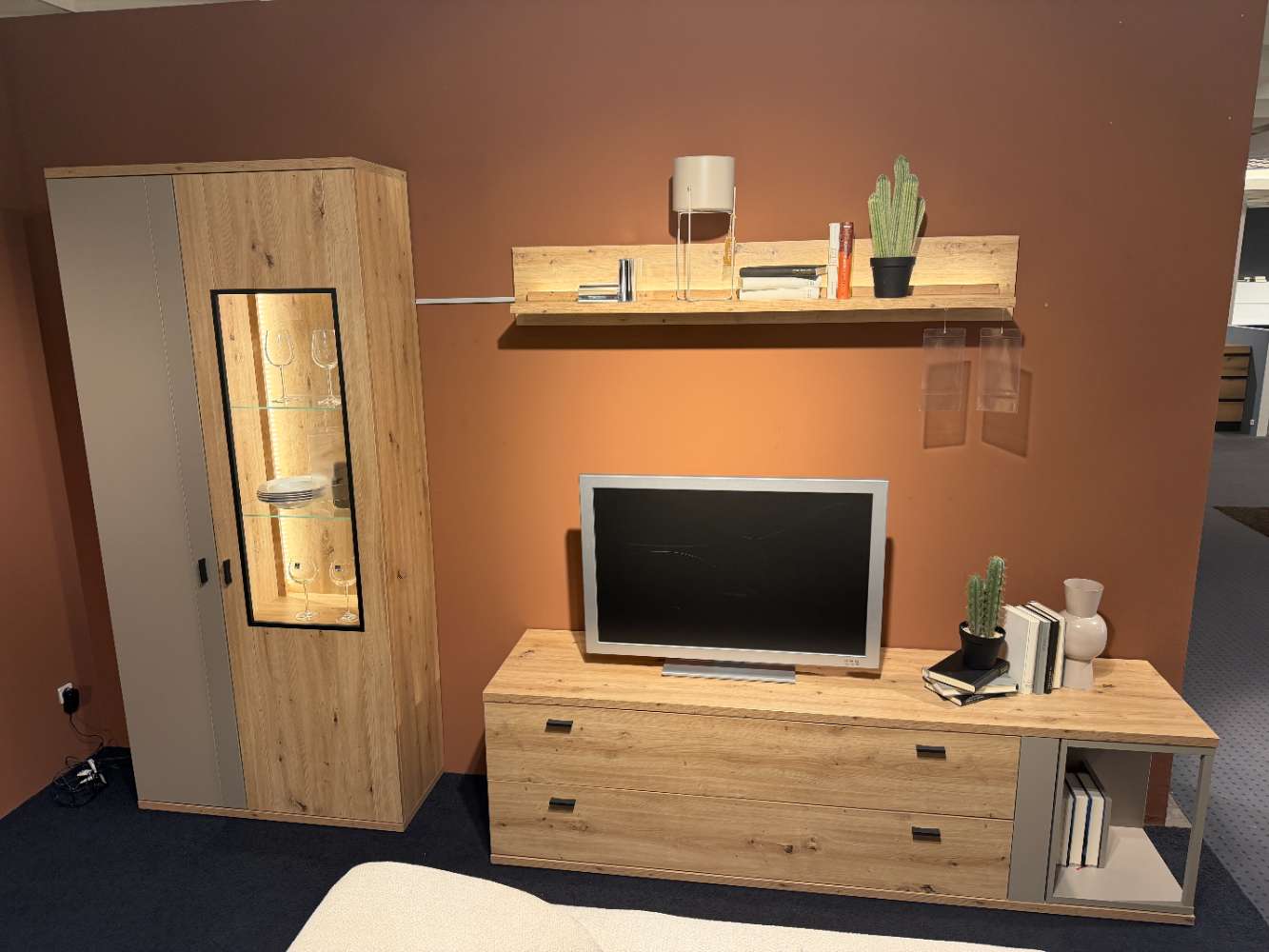 Wohnwand Eiche Artisan Melamin