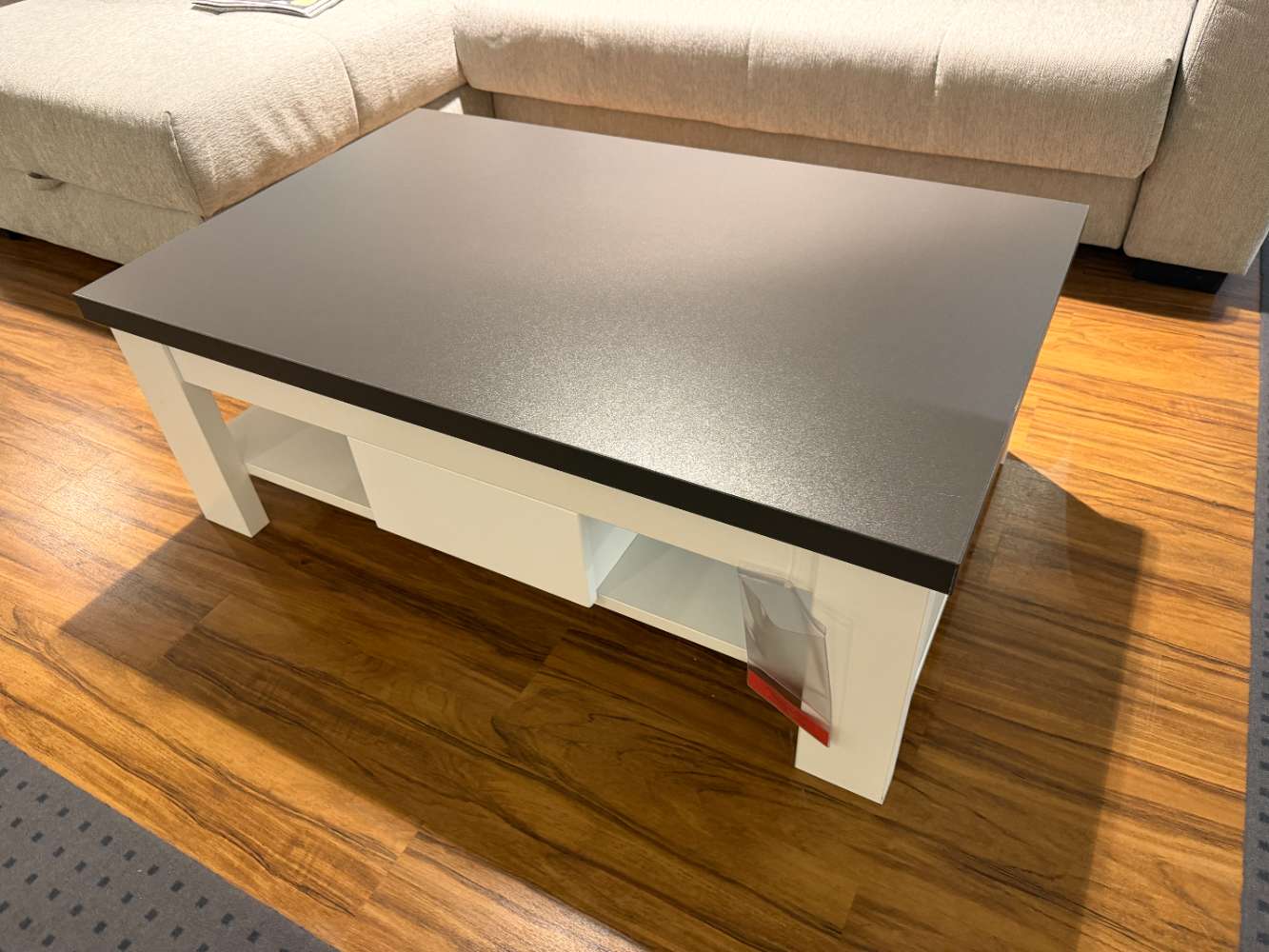 Couchtisch weiß/graphit, ca. 110x40x70 cm