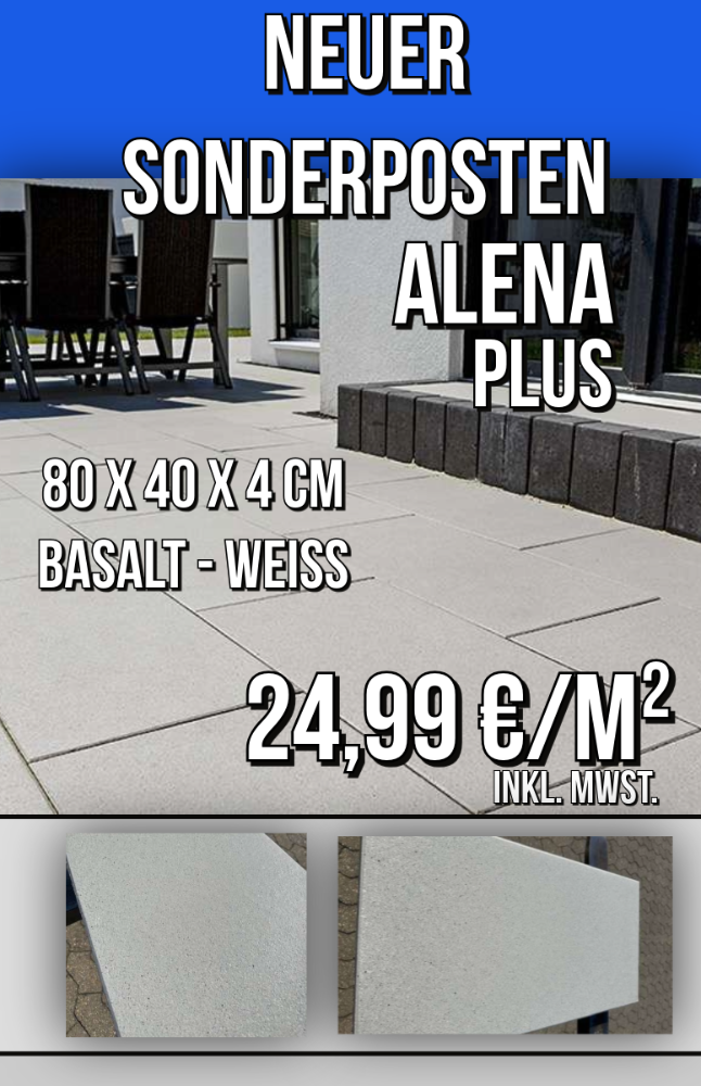Alena Plus 80x40x4 cm basalt weiß (2.Wahl)