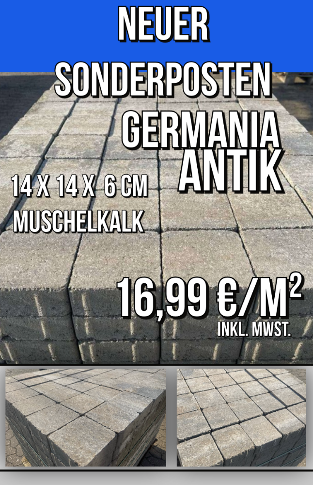 Germania Antik 14x14x6 cm muschelkalk (Restposten)