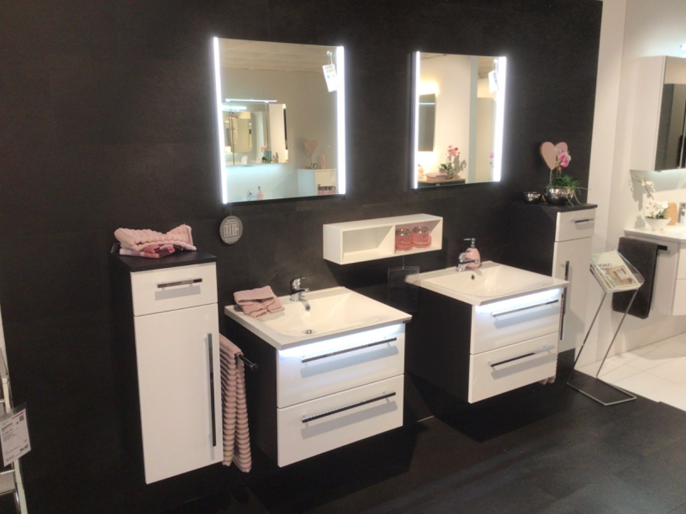 9 teiliges Badezimmerset Weiß/Anthrazit